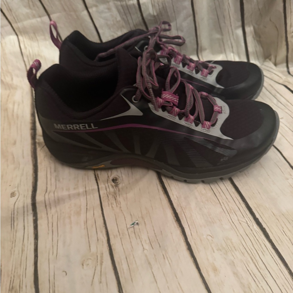 MERRELL J35750 Black Purple Outdoor Trail Running Shoes Womens Size 9